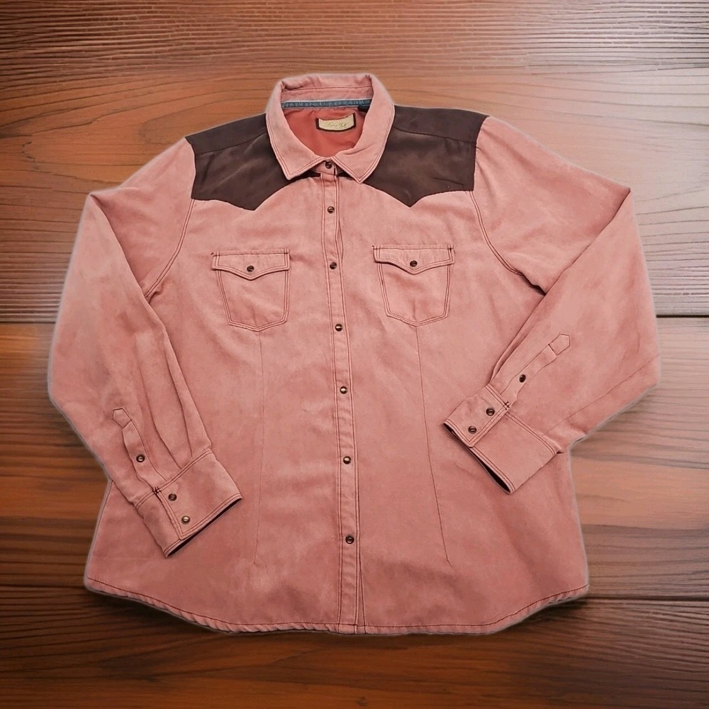 Legacy Falls For Her Pearl Snap Western Top XL Barbie Pink Cowgirl Sueded Lined‎